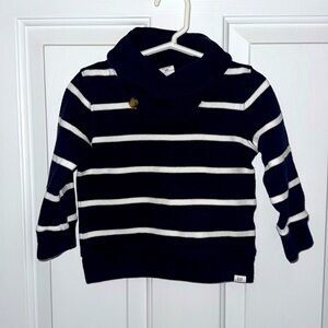 Gap Shawl Navy and White Striped Rib Knit Sweater - 2T